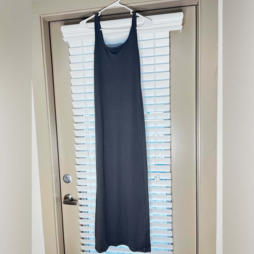 Ash Grey Zenana Scoop Neck Sleeveless Maxi Dress